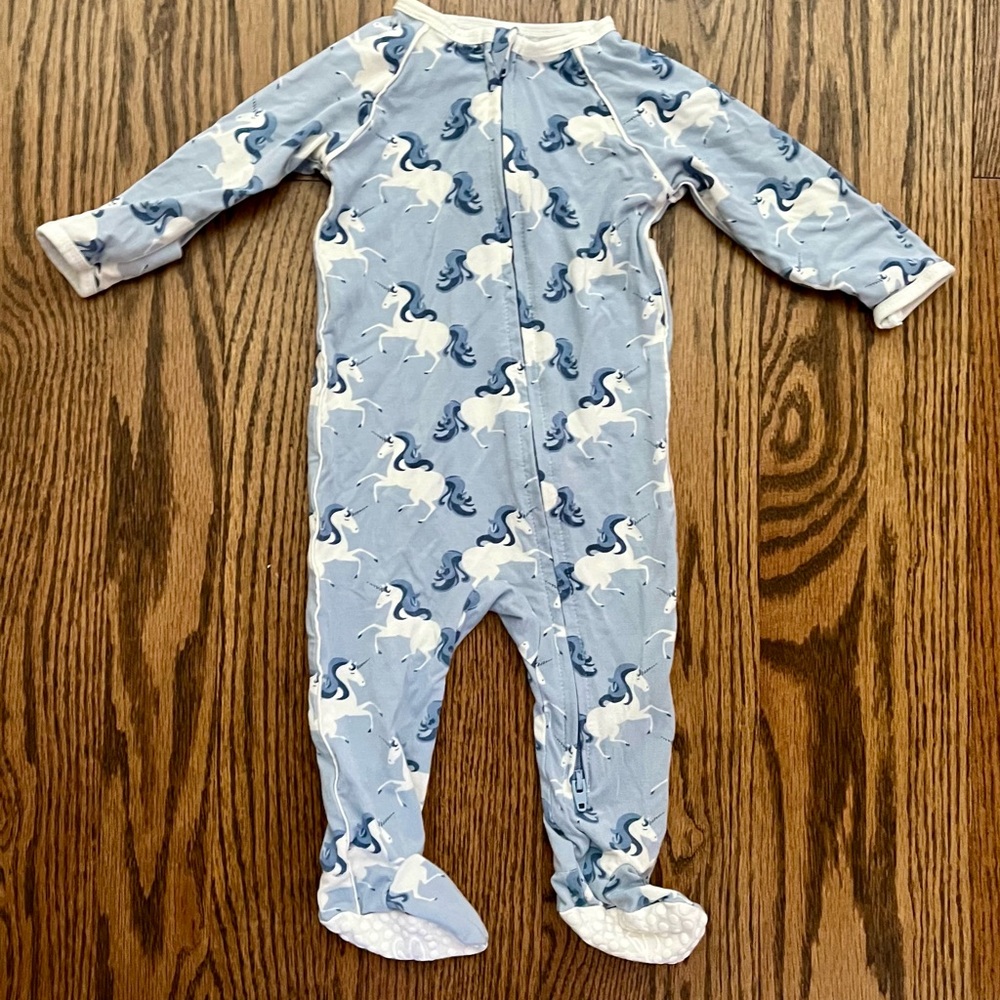 Adorable Blue Unicorn Kids Footie Pajamas